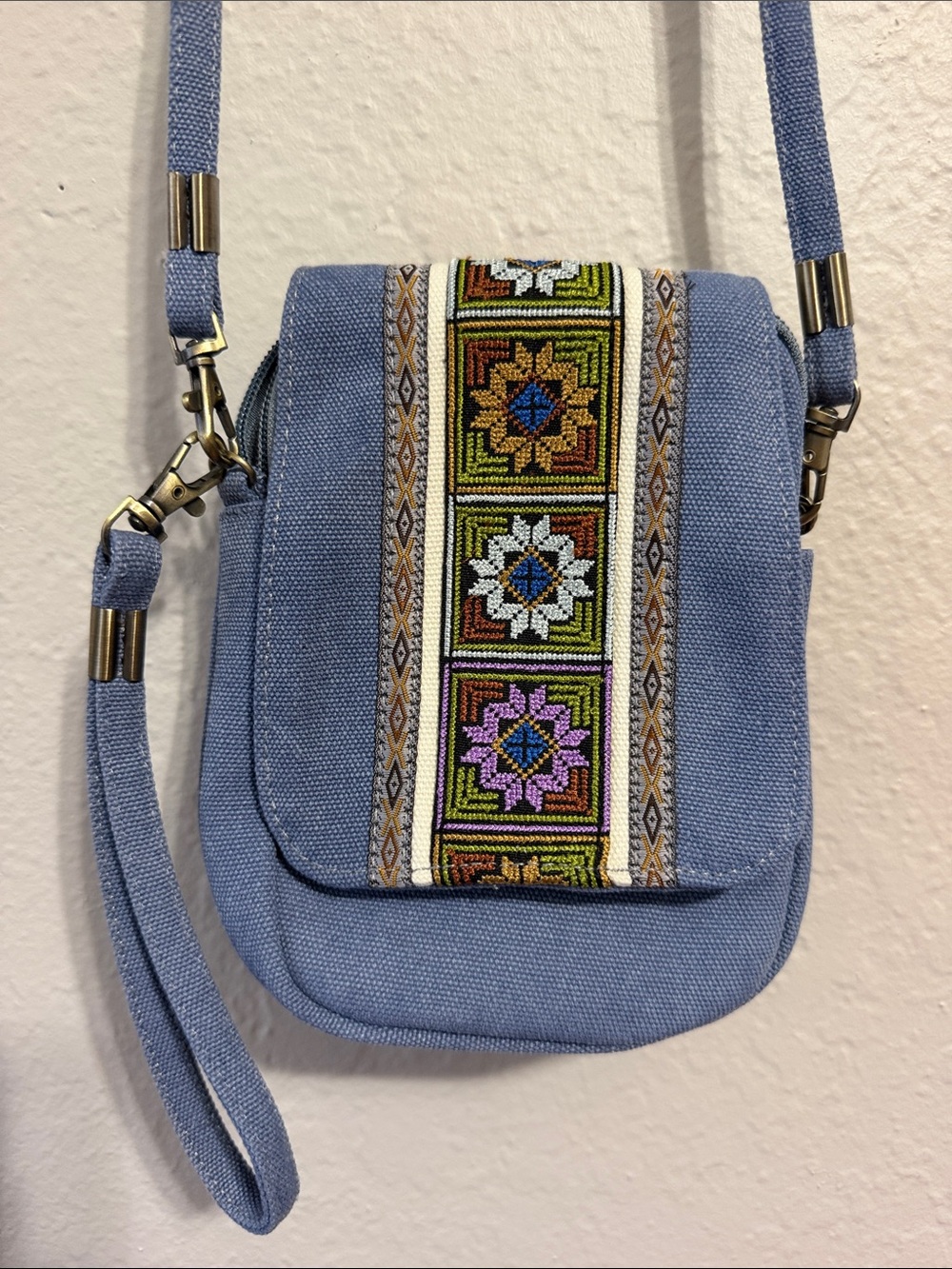 Vintage 90s denim canvas crossbody wristlet purse vacation cruise resort beac
